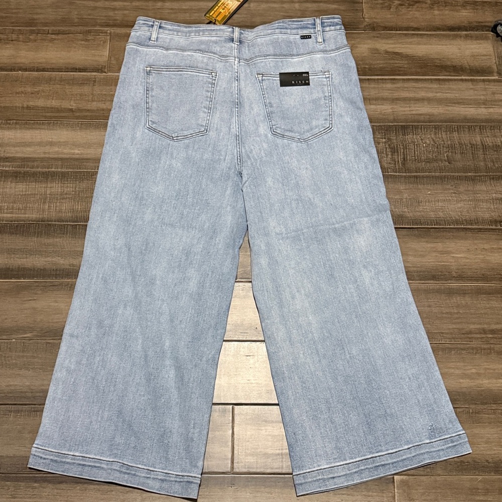 New Risen Tummy Control Stretchy Wide Leg Crop Jeans 3XL - Picture 4 of 11